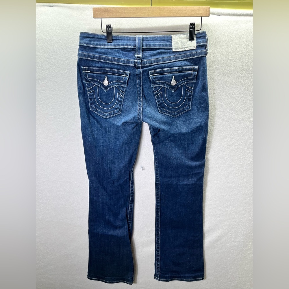 True Religion‎ Straight Leg Jeans Womens 29 Waist Stretch Blue Denim Cute 2132 - Picture 10 of 13